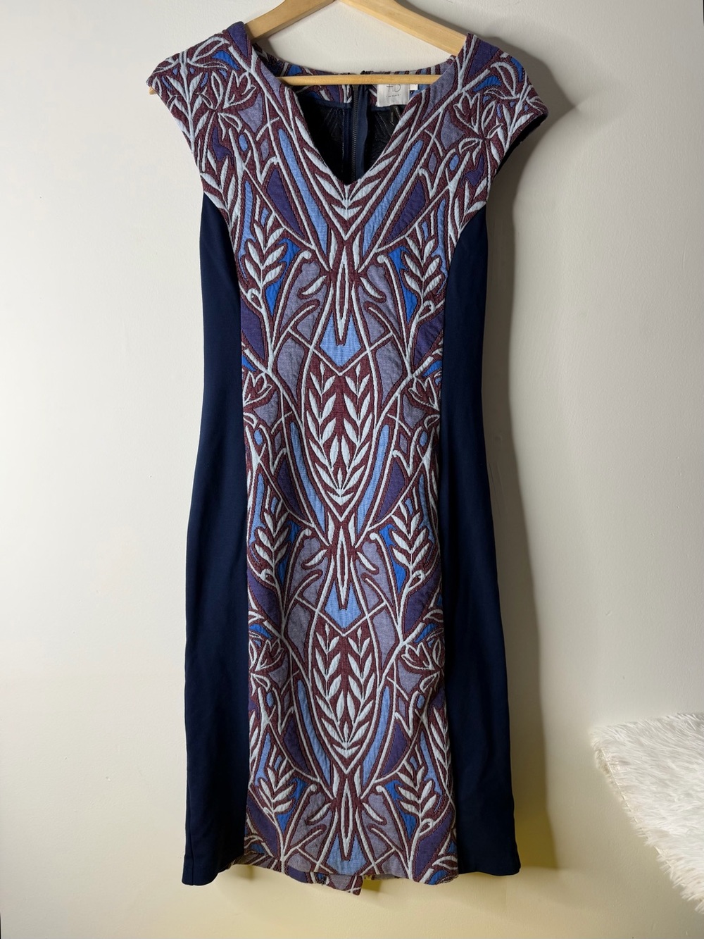 HD in Paris Navy and Lavender Patterned Midi Dress